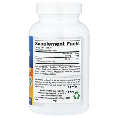 Best Naturals, Potassium Chloride, 99 mg, 400 Tablets
