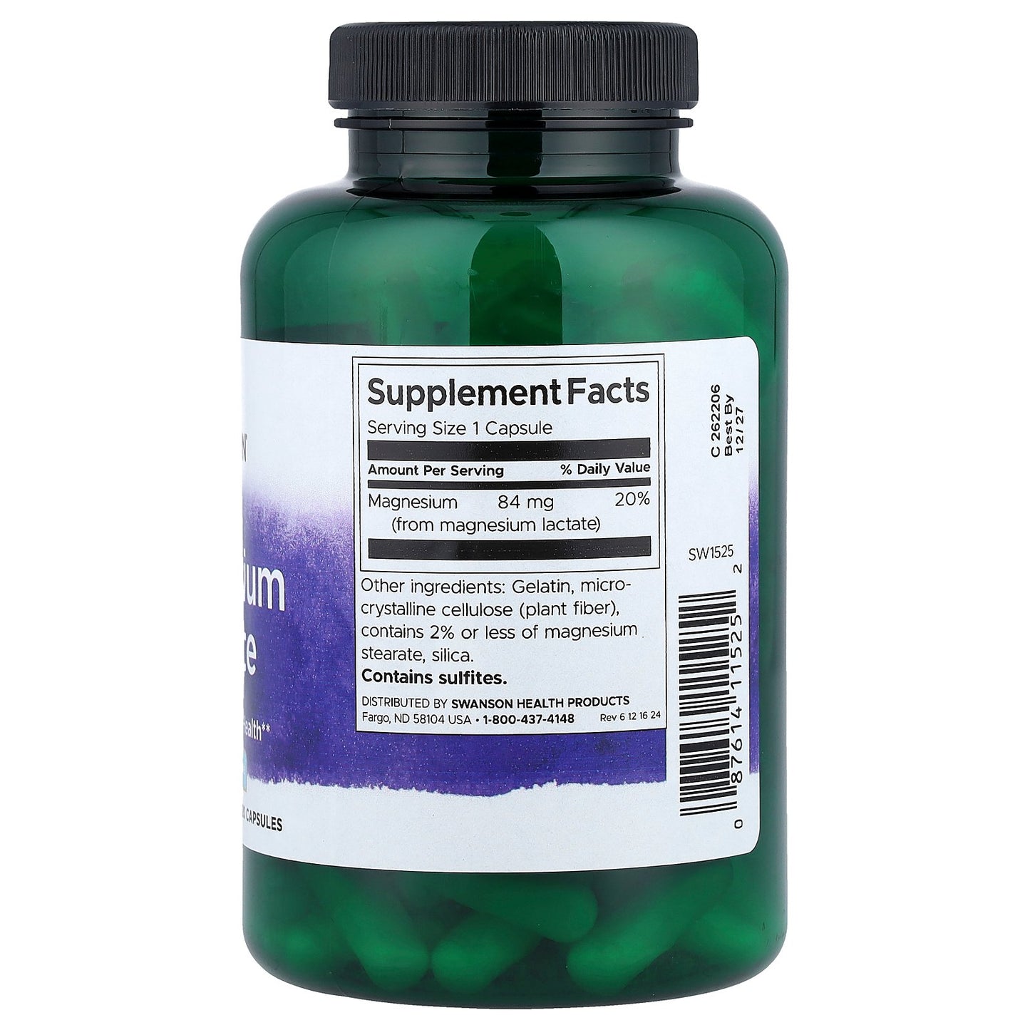 Swanson, Magnesium Lactate, 84 mg, 120 Capsules