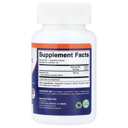 Vitamatic, Berberine, 500 mg, 60 Vegetable Capsules