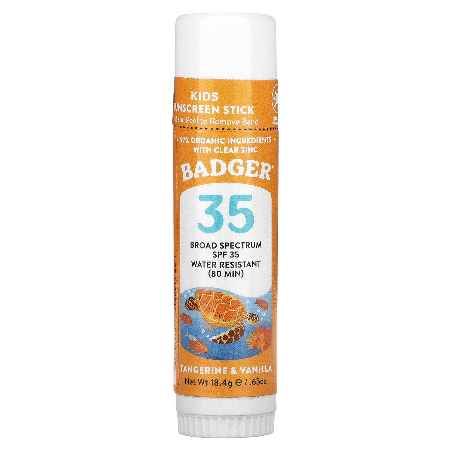 Badger, Kids, Sunscreen Stick, SPF 35, Tangerine & Vanilla, 0.65 oz (18.4 g)