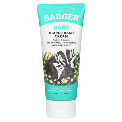 Badger, Baby Diaper Rash Cream, Calendula, 2.9 fl oz (87 ml)