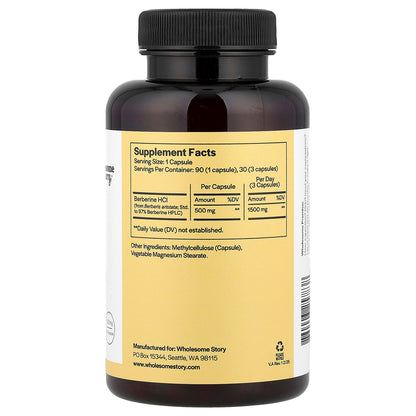 Wholesome Story, Berberine, 90 Vegetarian Capsules (500 mg per Capsule)