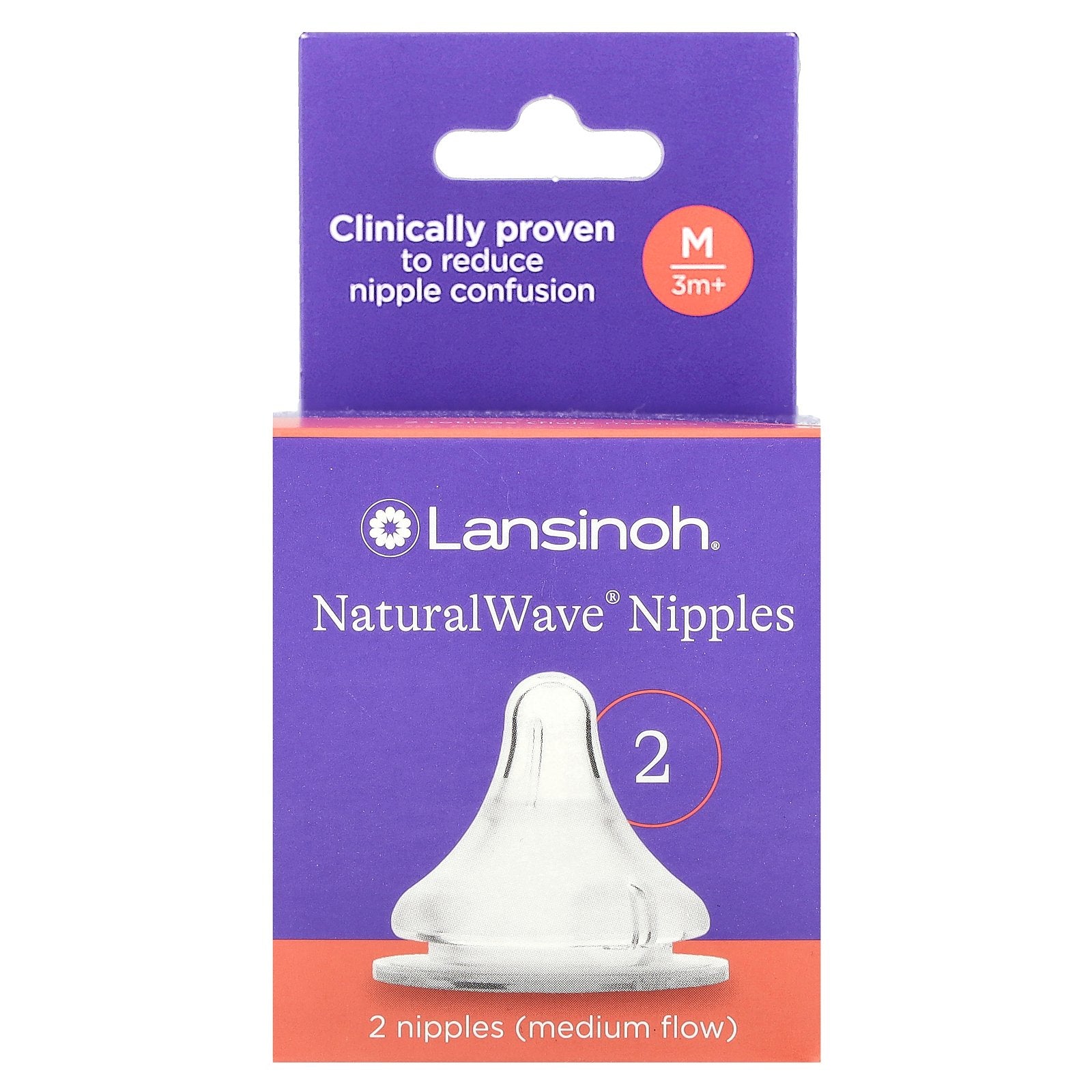 Lansinoh, NaturalWave® Nipples, 3 Months+, Medium Flow, 2 Nipples