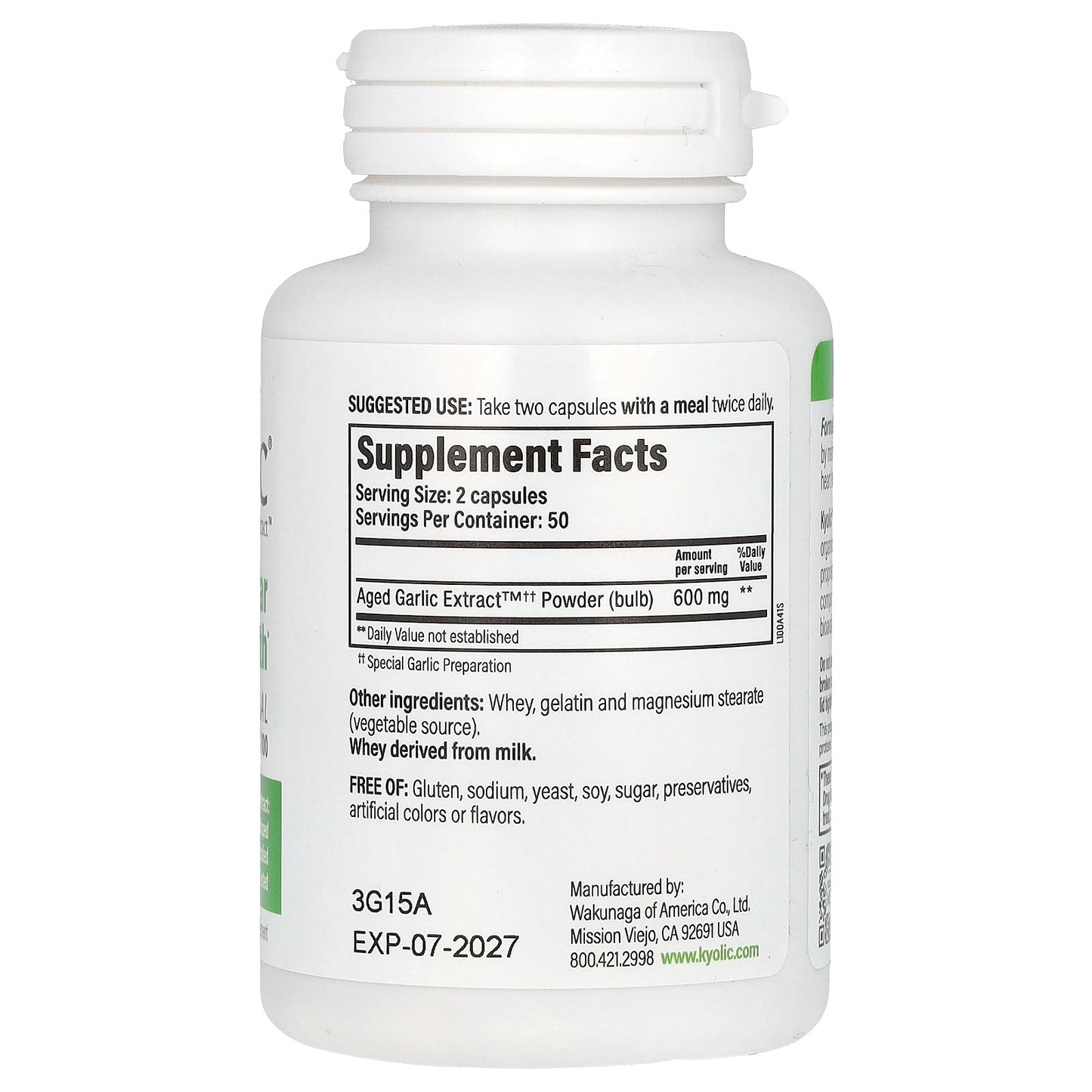 Kyolic, Aged Garlic Extract, Cardiovascular, Original Formula 100, 100 Capsules (300 mg per Capsule)