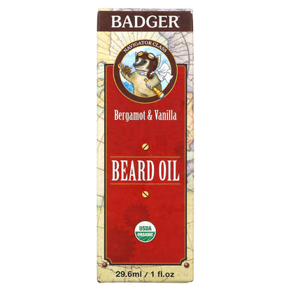 Badger, Navigator Class, Beard Oil, Bergamot & Vanilla, 1 fl oz (29.6 ml)