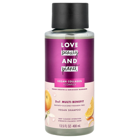 Love Beauty and Planet, 5-in-1 Multi-Benefit Vegan Shampoo, Vegan Keratin & Sun-Kissed Mandarin, 13.5 fl oz (400 ml)