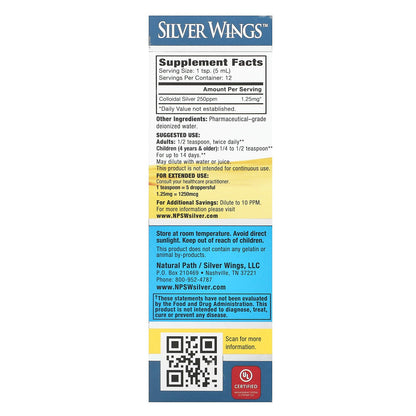 Natural Path Silver Wings, Colloidal Silver, 250 ppm, 2 fl oz (60 ml)