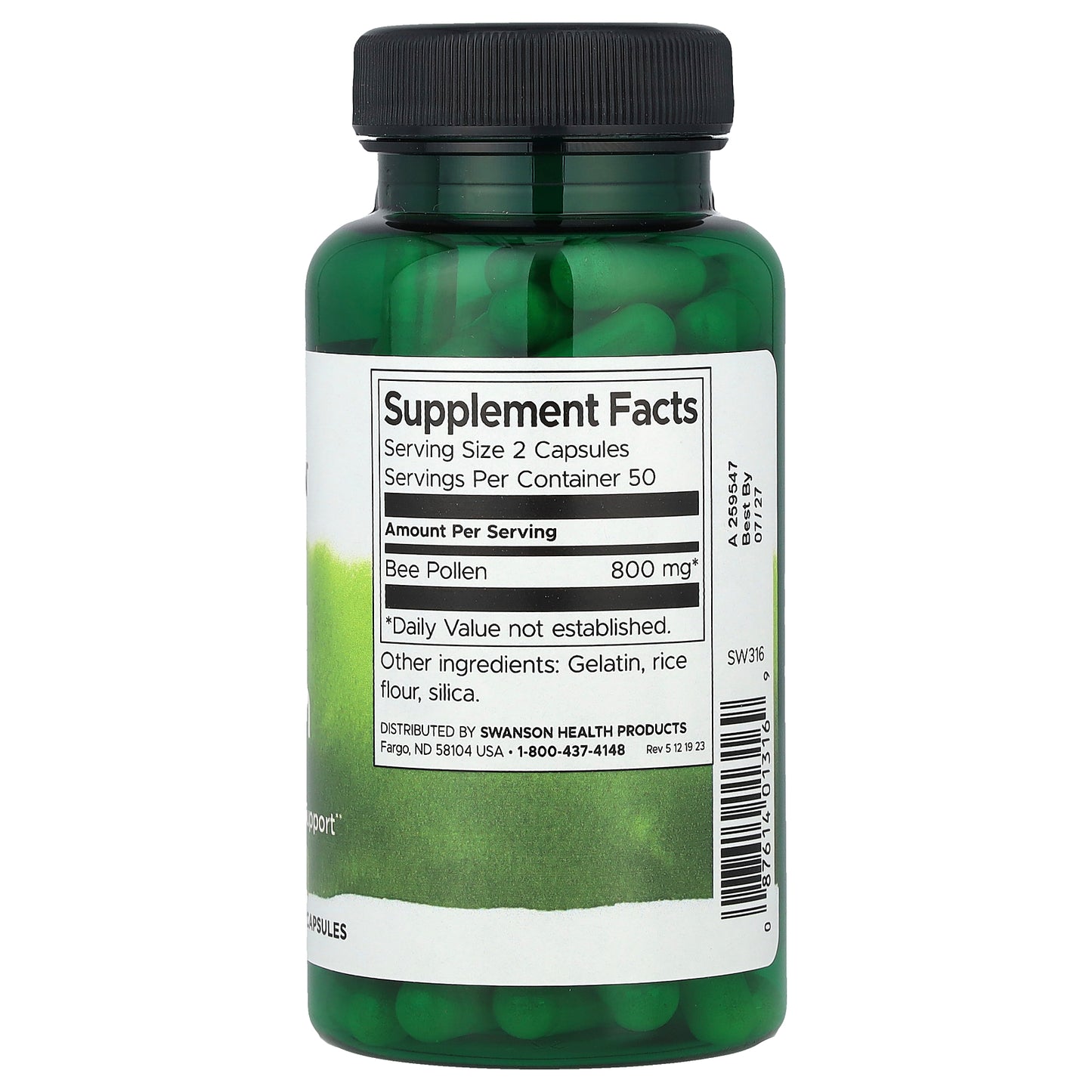 Swanson, Bee Pollen, 400 mg, 100 Capsules