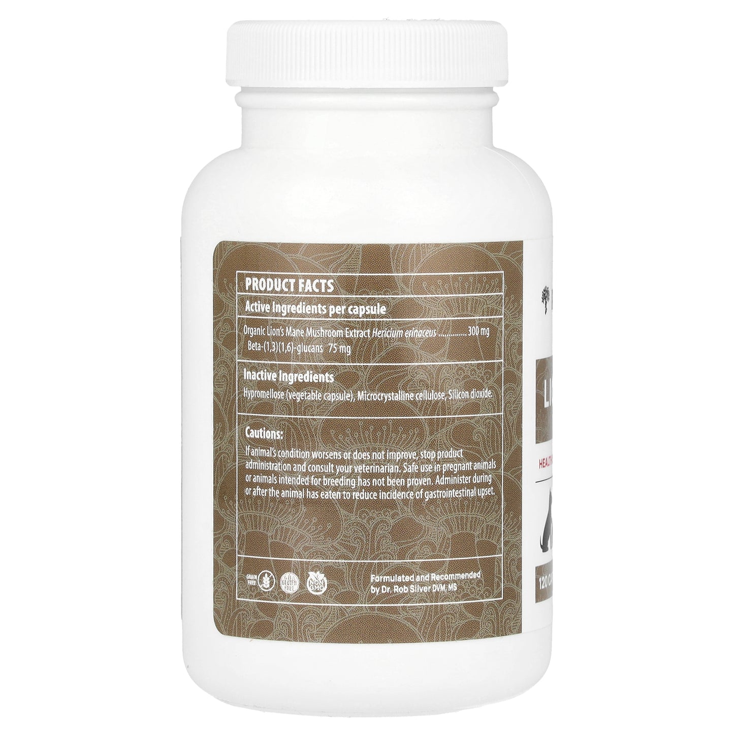 Real Mushrooms, Lion's Mane, For Dogs and Cats, 120 Capsules