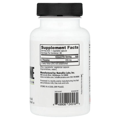 NutraBio, L-Theanine, 90 Capsules (200 mg per Capsule)