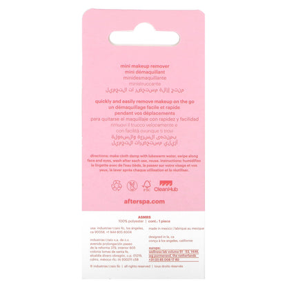 AfterSpa, Mini Makeup Remover, Pink, 1 Cloth