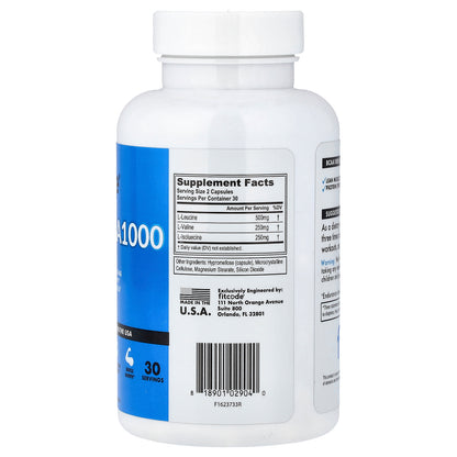 fitcode, BCAA 1,000, 60 Capsules