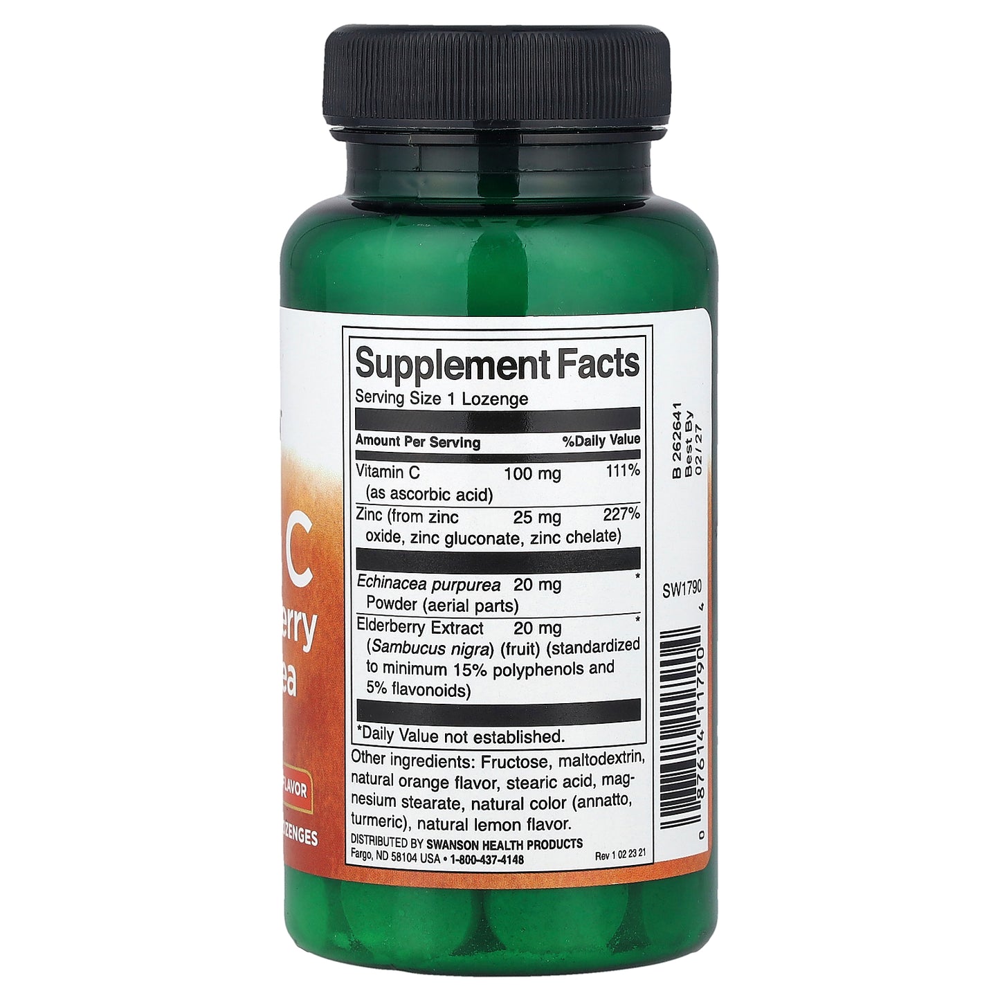 Swanson, Zinc & C with Elderberry & Echinacea, Orange & Lemon, 60 Lozenges