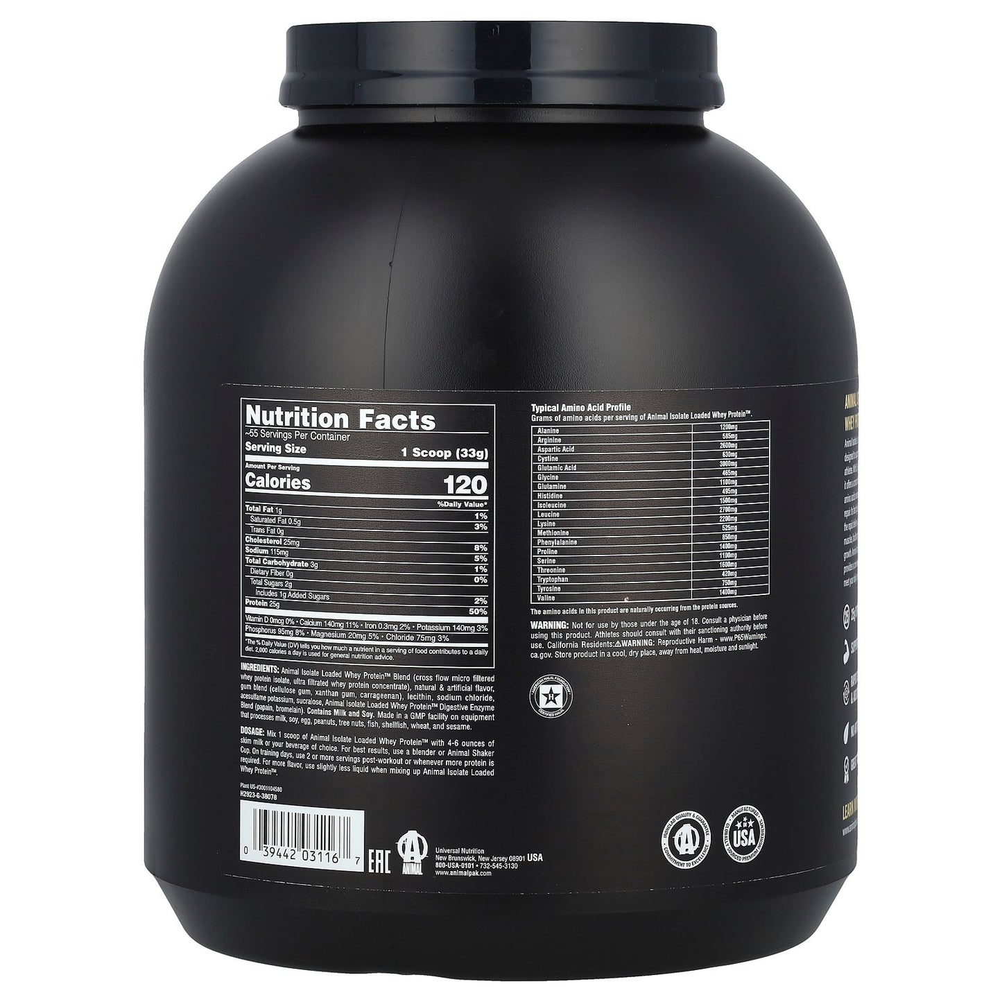 Animal, Isolate Loaded Whey Protein™ Powder, Vanilla, 4 lb (1.81 kg)