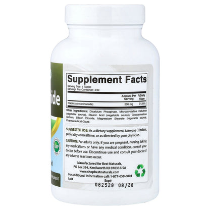 Best Naturals, Niacinamide, 500 mg, 240  Tablets