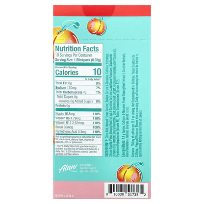 Alani Nu, Energy Drink Mix, Juicy Peach, 10 Stickpacks, 0.21 oz (6.03 g) Each