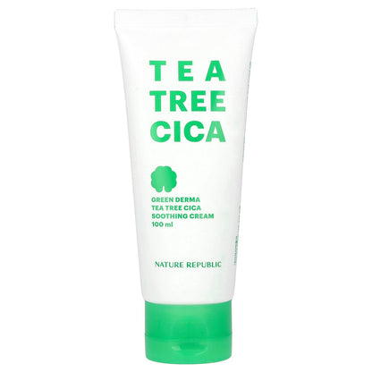 Nature Republic, Green Derma Tea Tree Cica, Soothing Cream, 3.38 fl oz (100 ml)