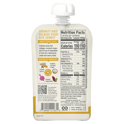 Serenity Kids, Dairy-Free Smoothie + Collagen, Sweet Potato Spice, All Ages 6+ Months, 3.5 oz (99 g)