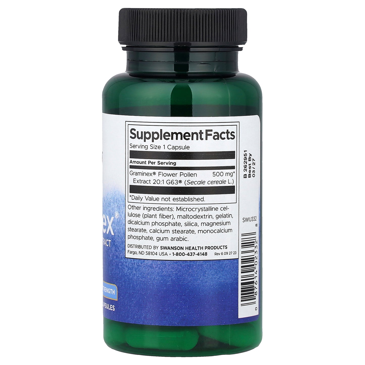 Swanson, Graminex® Flower Pollen Extract, Maximum Strength, 500 mg, 60 Capsules