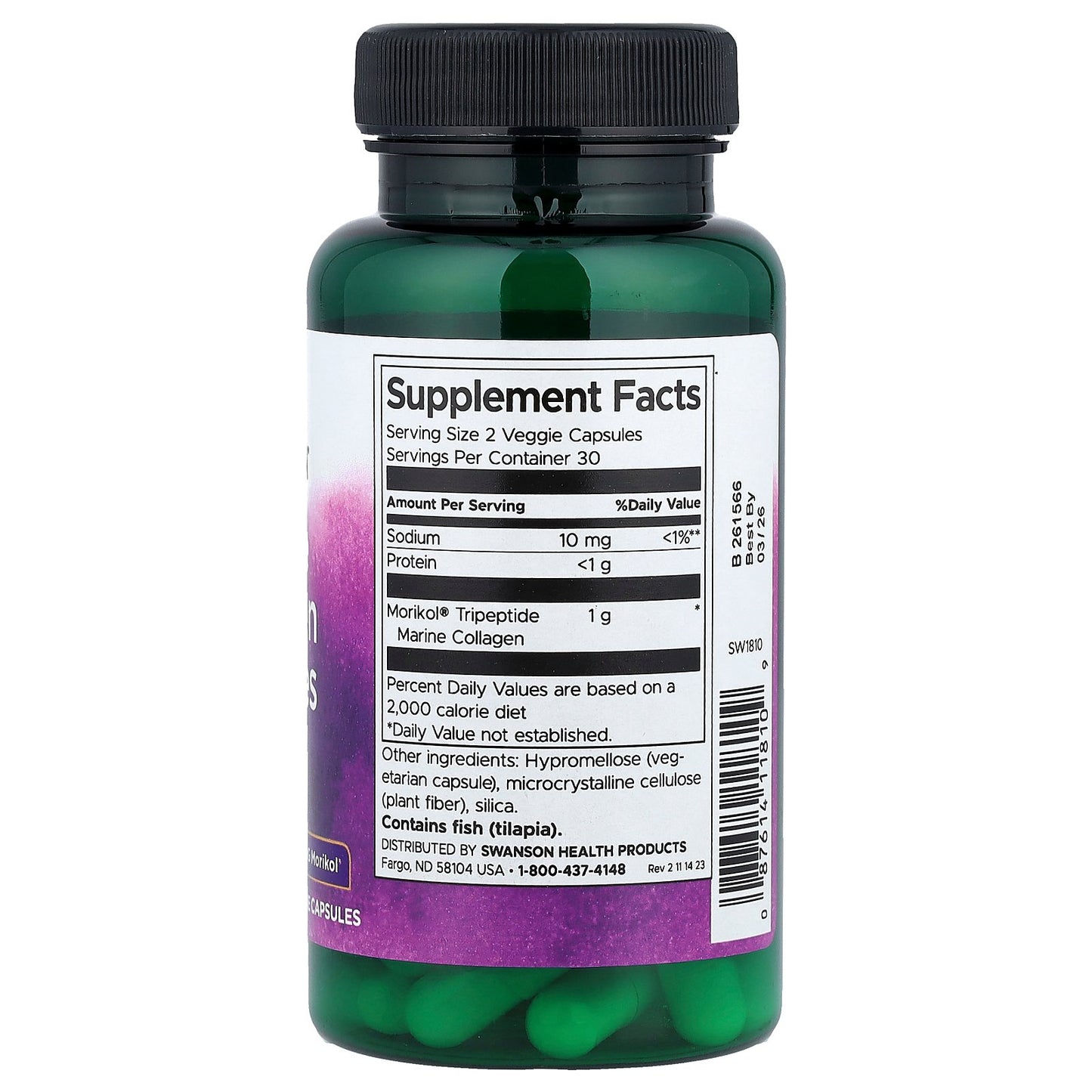 Swanson, Marine Collagen Peptides Type 1, 500 mg, 60 Veggie Capsules