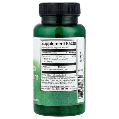 Swanson, Cinnamon & Chromium, 60 Vegan Capsules