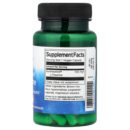 Swanson, Suntheanine® L-Theanine, 100 mg, 60 Veggie Capsules