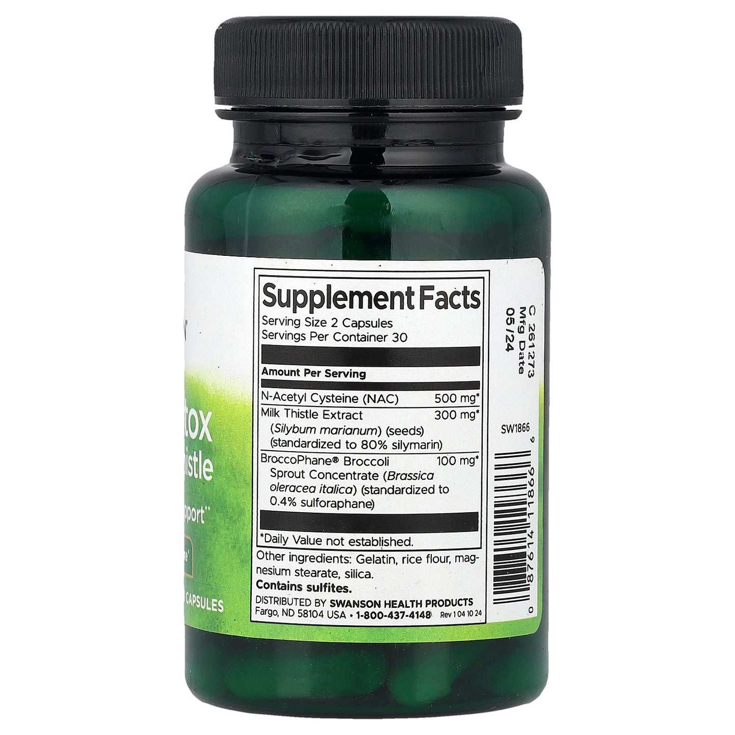 Swanson, NAC Detox with Milk Thistle with BroccoPhane®, 60 Capsules