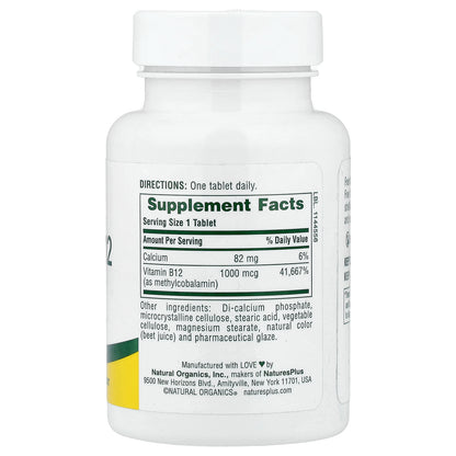 NaturesPlus, Vitamin B12, 1,000 mcg, 90 Tablets