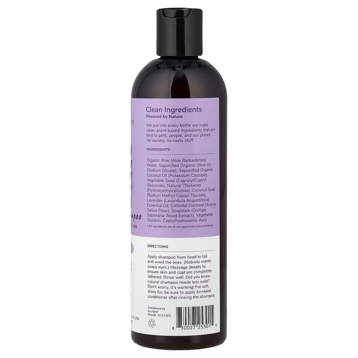 Kin+Kind, Oatmeal Natural Shampoo, For Dogs + Cats, Lavender, 12 fl oz (354 ml)