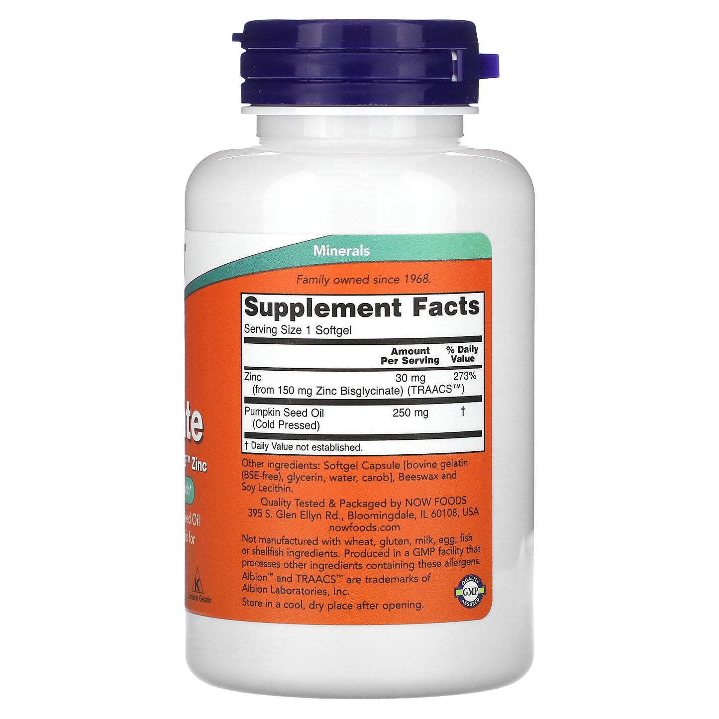 NOW Foods, Zinc Glycinate, 120 Softgels