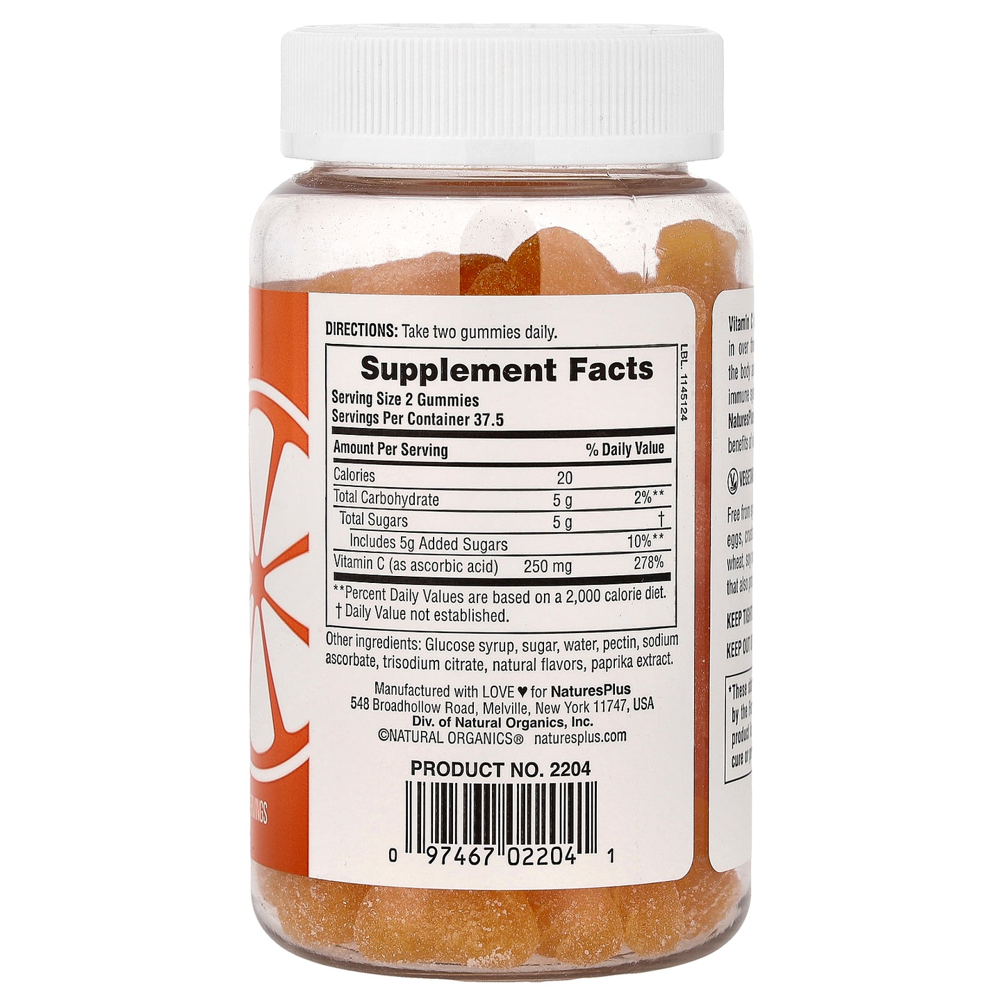 NaturesPlus, Vitamin C Gummies, Orange, 75 Gummies (125 mg per Gummy)