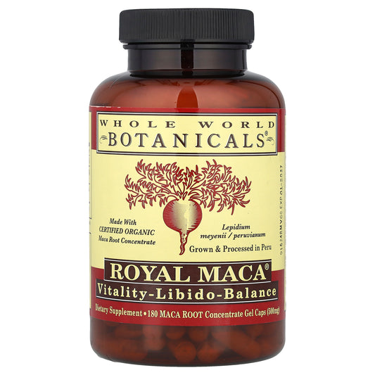 Whole World Botanicals, Royal Maca®, 500 mg, 180 Gel Caps (250 mg per Capsule)