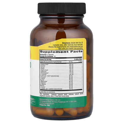 Country Life, Max-Amino Caps with Vitamin B6, 90 Vegetarian Capsules