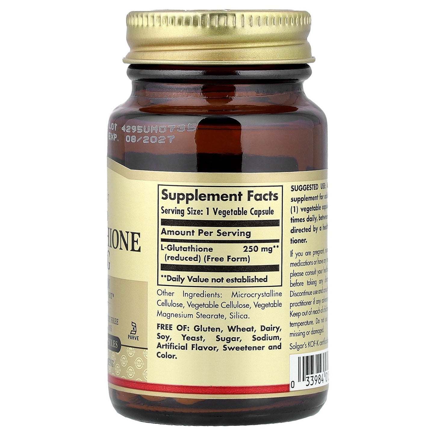 Solgar, Reduced L-Glutathione, 250 mg, 30 Vegetable Capsules