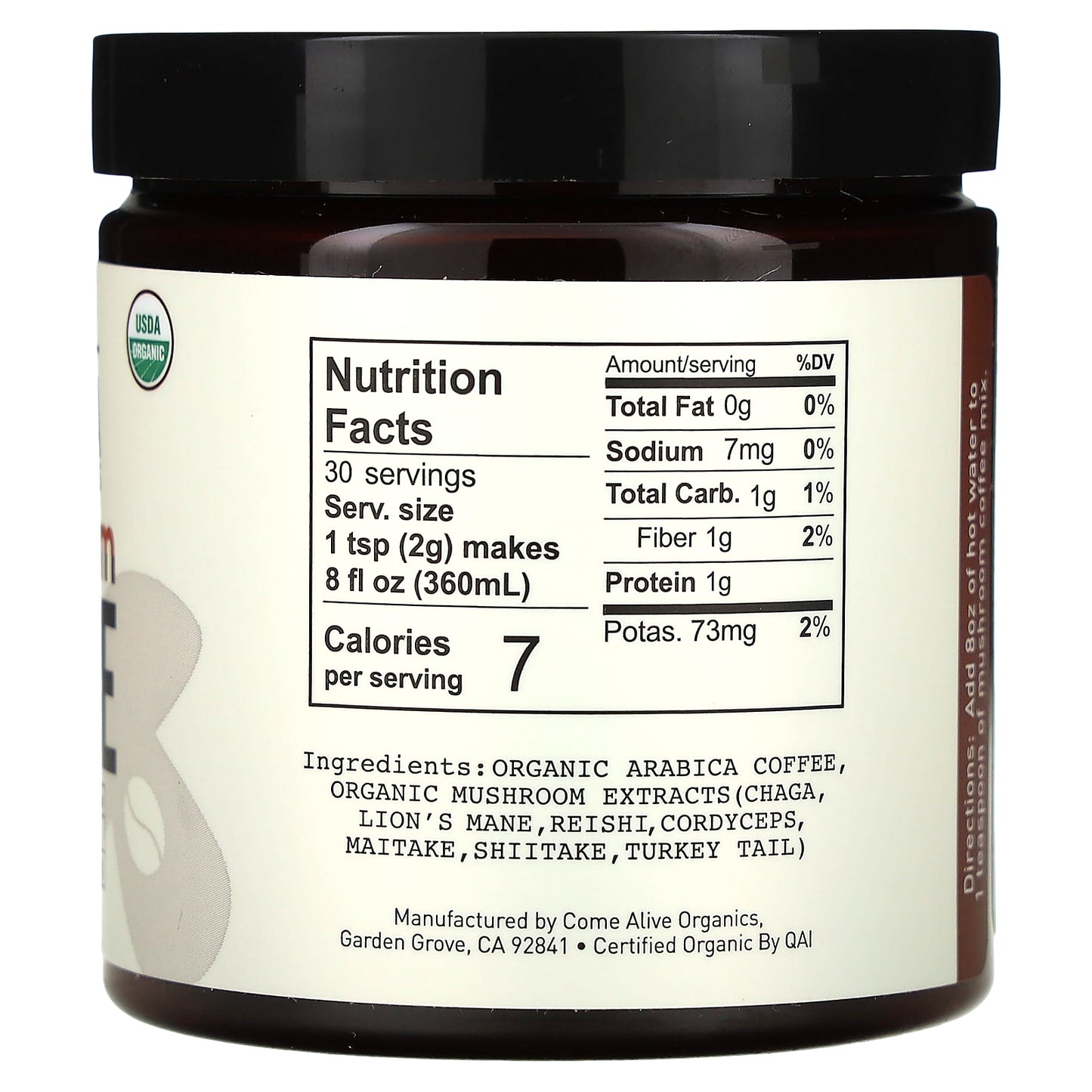 La Republica, Mushroom Coffee, Instant Coffee + 7 Mushrooms, 2.12 oz (60 g)