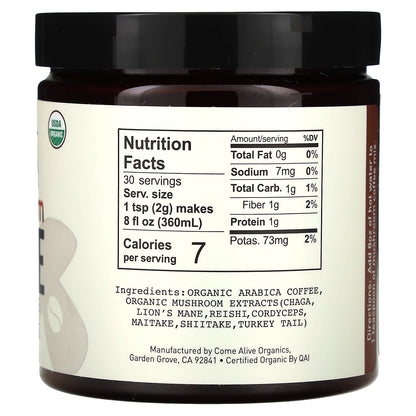 La Republica, Mushroom Coffee, Instant Coffee + 7 Mushrooms, 2.12 oz (60 g)