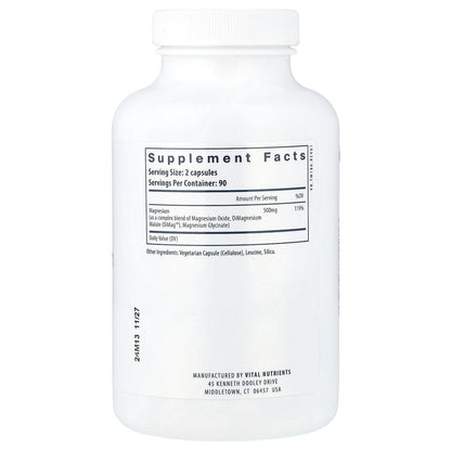 Vital Nutrients, Triple Magnesium Complex, 180 Vegan Capsules (250 mg per Capsule)