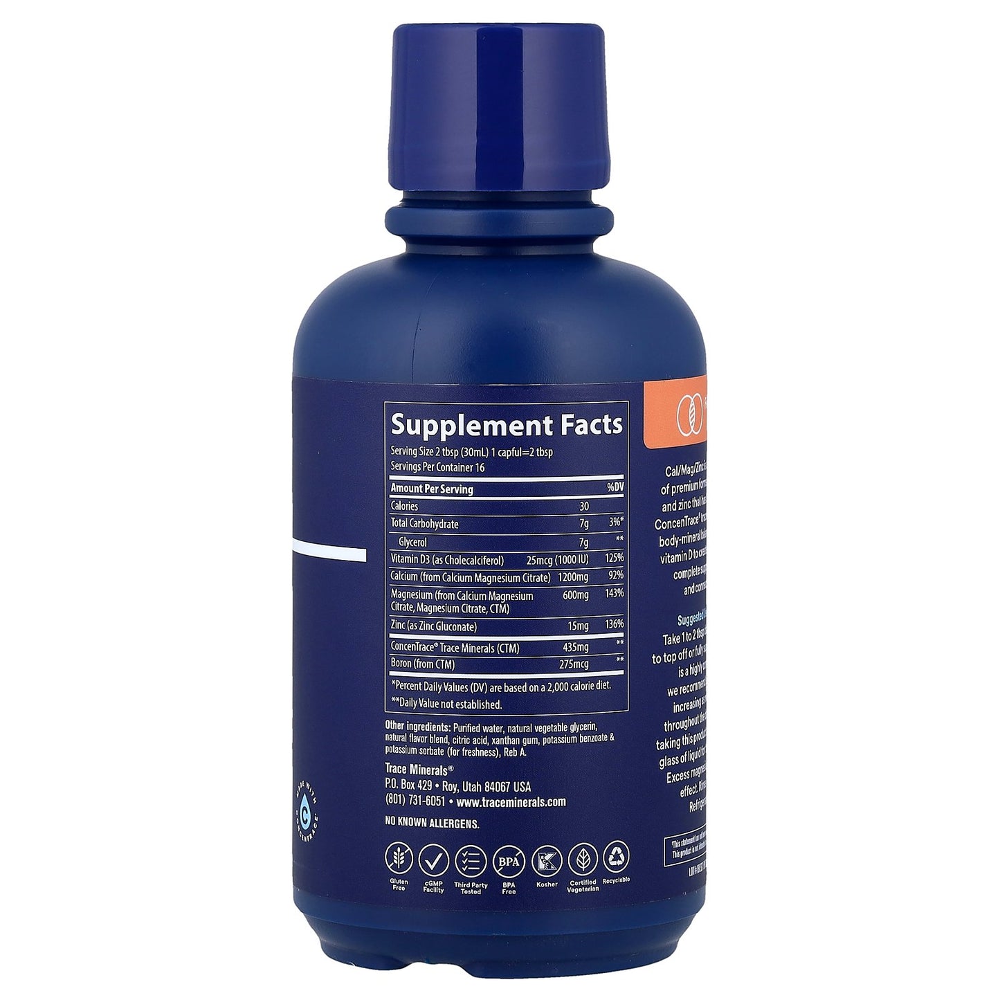 Trace, Liquid Mineral Supplement, Cal/Mag/Zinc, Pina Colada, 16 fl oz (473 ml)