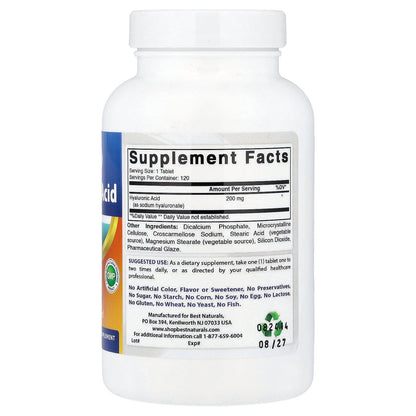 Best Naturals, Hyaluronic Acid, 200 mg, 120 Tablets