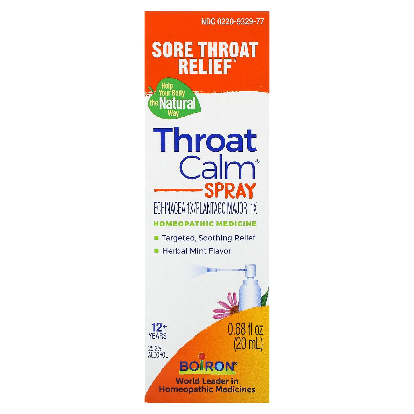 Boiron, ThroatCalm® Spray, 12+ Years, Herbal Mint, 0.68 fl oz (20 ml)
