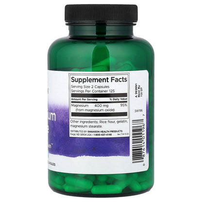 Swanson, Magnesium Oxide, 250 Capsules (200 mg per Capsule)