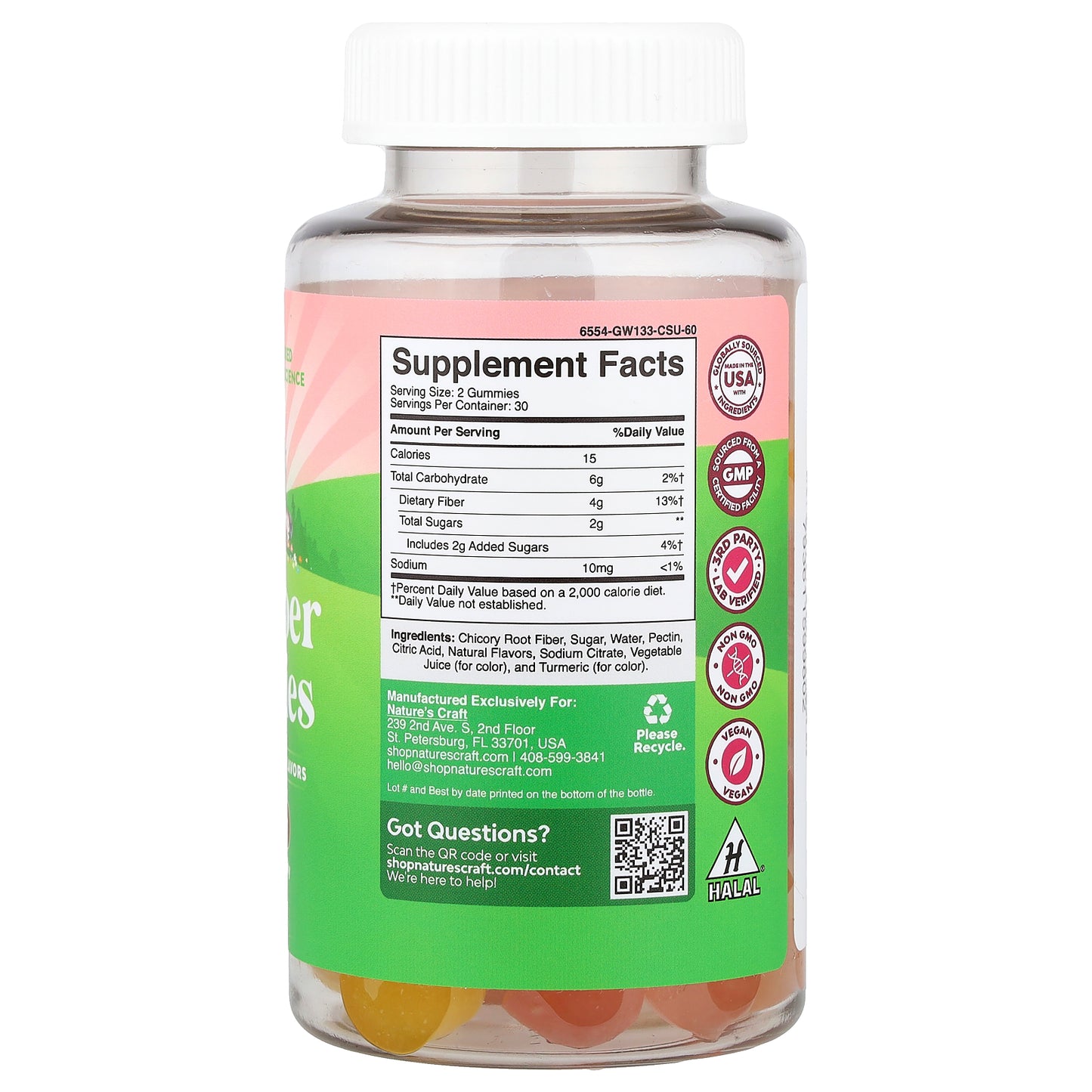 Nature's Craft, Kids, Fiber Gummies, Orange & Mixed Berry , 60 Gummies