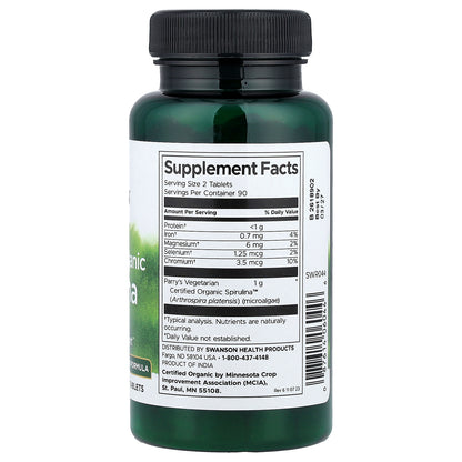 Swanson, Certified Organic Spirulina, 180 Tablets