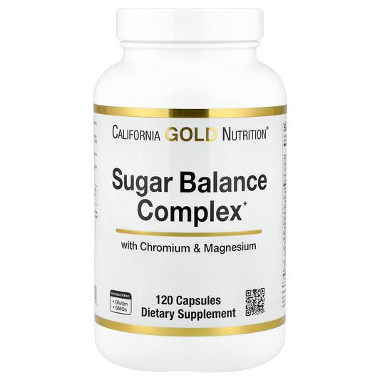 California Gold Nutrition, Sugar Balance Complex with Chromium, Gymnema Sylvestre, Gingko Biloba and Milk Thistle, 120 Capsules