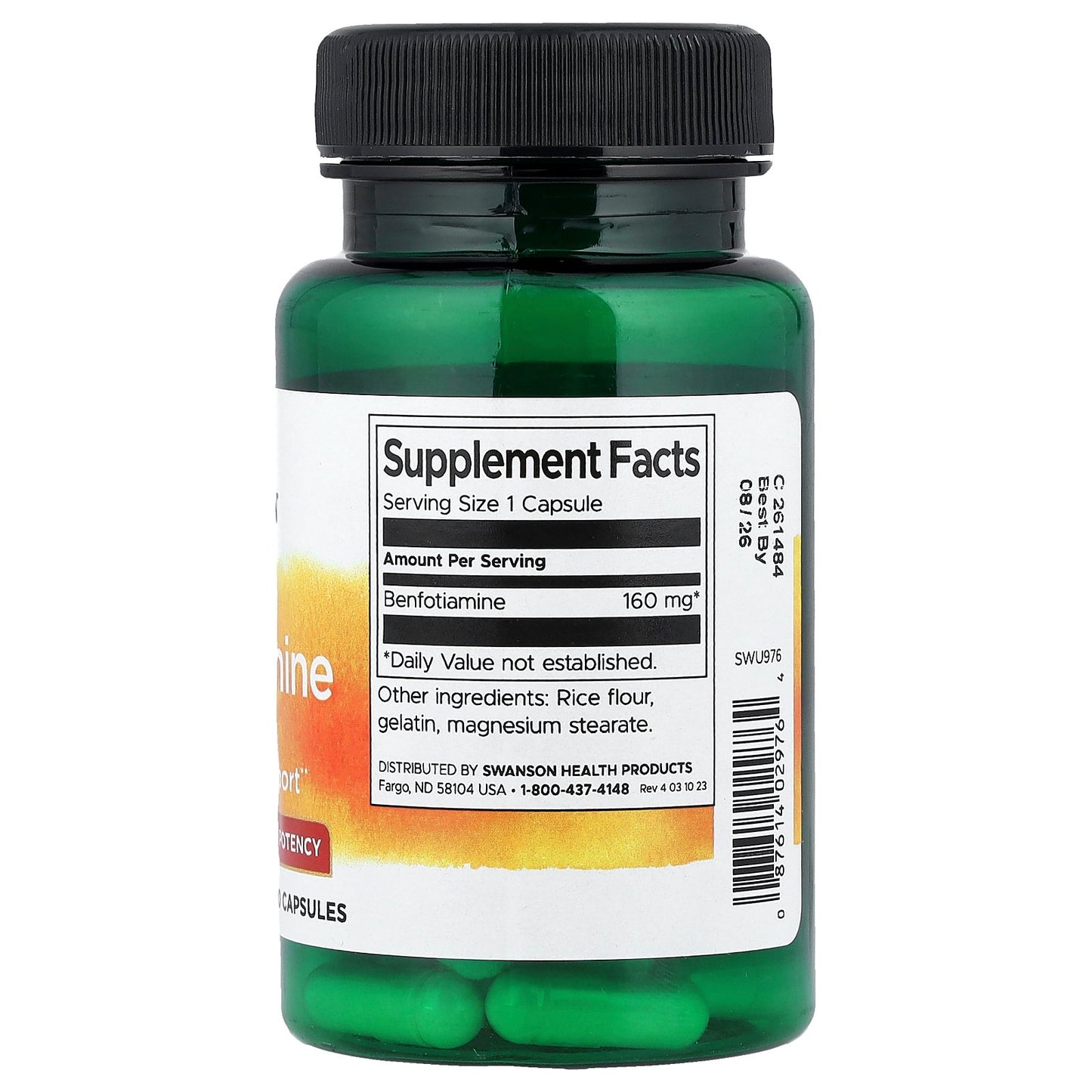 Swanson, Benfotiamine, High Potency, 160 mg, 60 Capsules