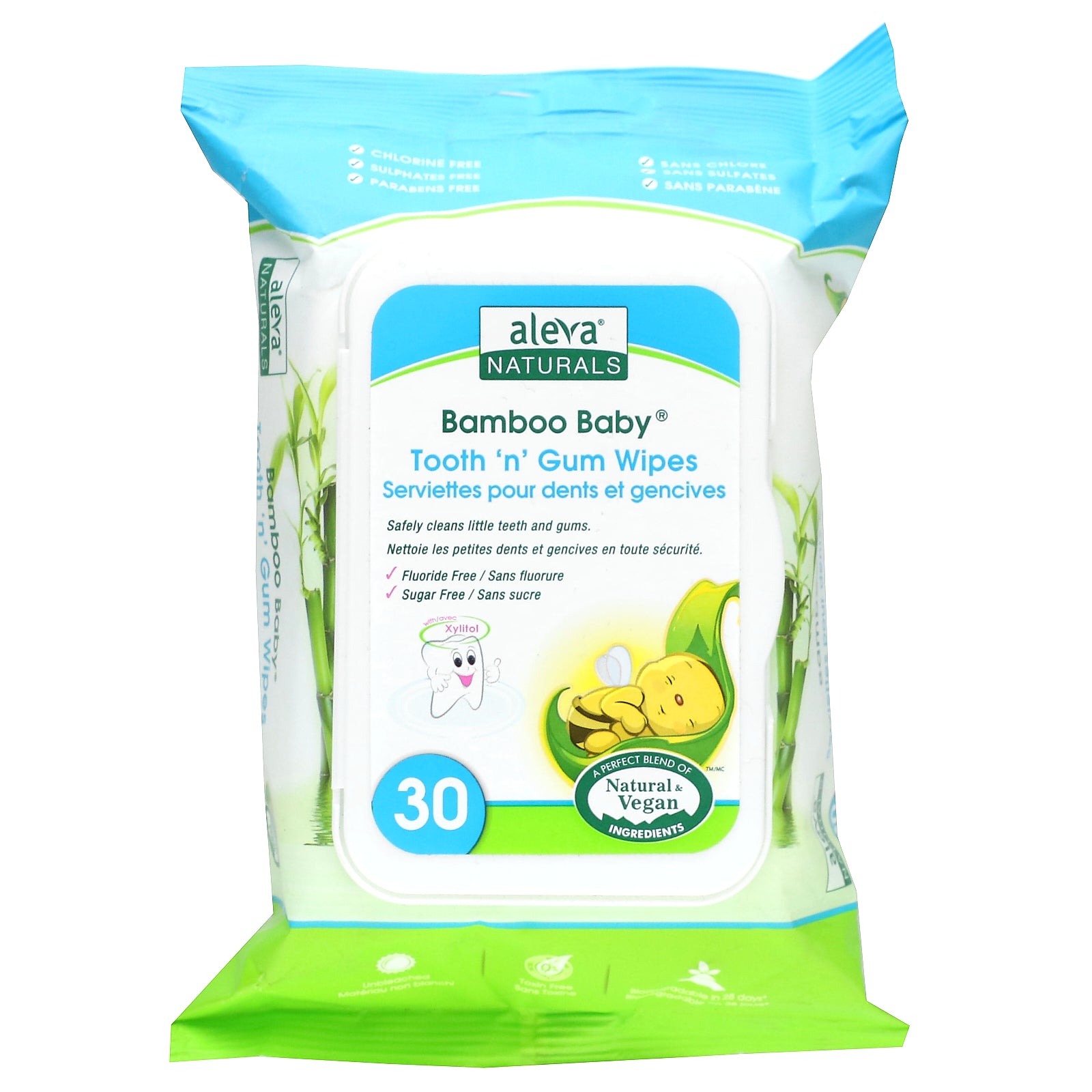 Aleva Naturals, Bamboo Baby, Tooth 'n' Gum Wipes, 30 Wipes