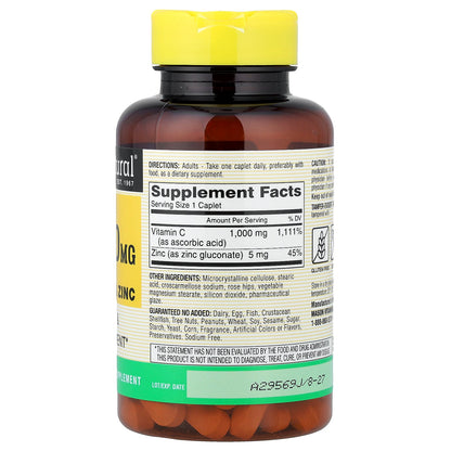 Mason Natural, Vitamin C with Rose Hips & Zinc, 100 Caplets