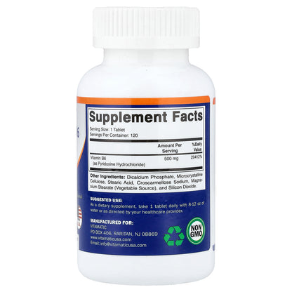Vitamatic, Vitamin B6, 500 mg, 120 Tablets