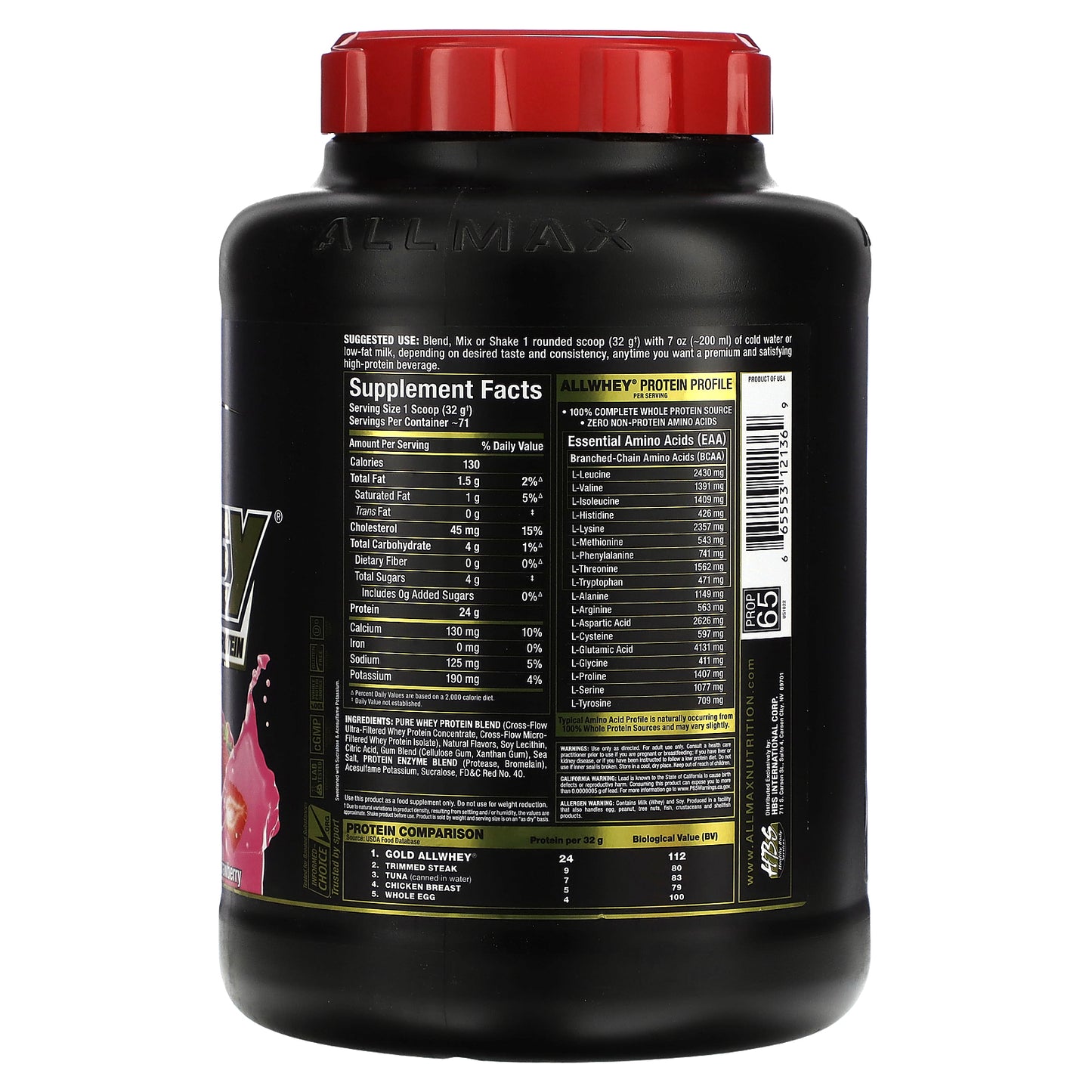 ALLMAX, GOLD ALLWHEY®, Premium Whey Protein, Strawberry, 5 lbs (2.27 kg)