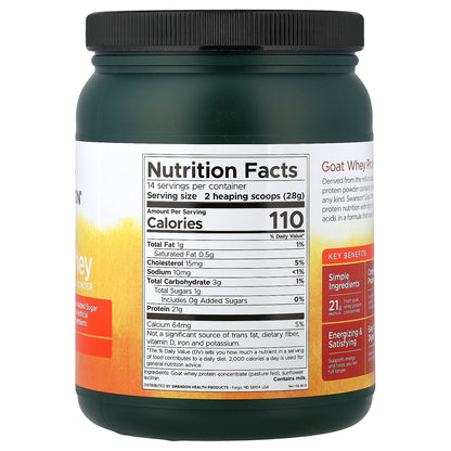 Swanson, Goat Whey Protein Concentrate Powder, Unsweetened, 14 oz (397 g)